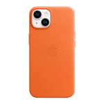 Husa iPhone 14+ (Plus), Originala Apple, Leather Case with MagSafe, Orange