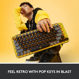 Tastatura mecanica Originala Logitech, Pop Keys Blast, Brown switch, Galben/Negru