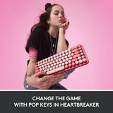 Tastatura mecanica Originala Logitech Pop Keys Heartbreaker, Brown switch, Rosu