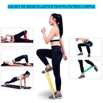 Benzi Elastice de Rezistenta Fitislim, Fitness Set de 5, pentru femei / barbati, 5 trepte de dificultate, antrenament sala