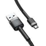 Cablu de date Micro-USB Baseus, 1.5A, 2m, CAMKLF-CG1, Negru/Gri