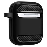 Husa Apple AirPods 1 / 2 cu holder metalic Spigen Rugged Armor, negru