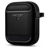 Husa Apple AirPods 1 / 2 cu holder metalic Spigen Rugged Armor, negru