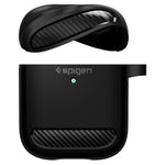 Husa Apple AirPods 1 / 2 cu holder metalic Spigen Rugged Armor, negru