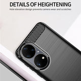Husa Huawei P50 Pro, Techsuit Carbon Silicone, Negru