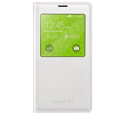 Husa Galaxy S5, Originala Samsung, Flip S-View, Alba