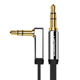 Cablu audio Ugreen Angled 90°, mini jack plat 3.5mm, 3m, Argintiu