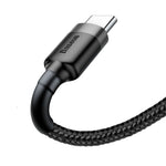 Cablu Date / Incarcare Ultrarezistent Baseus Cafule, USB la Type-C USB-C USB 3.1, 3A Fast Charge, 2 Metri Negru/Gri