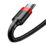 Cablu date / incarcare Micro-USB Baseus, 1.5A, 2m, negru-rosu, CAMKLF-C91