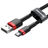 Cablu date / incarcare Micro-USB Baseus, 1.5A, 2m, negru-rosu, CAMKLF-C91