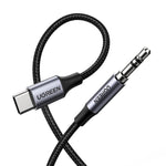 Cablu audio Ugreen AV143, adaptor auxiliar Type-C la Jack 3,5mm, 1m, cenusiu