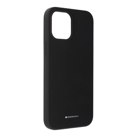 Husa iPhone 12 Pro Max (6.7"), Goospery Silicone, interior microfibra alcantara, negru