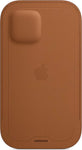 Husa iPhone 12 / 12 Pro, Originala Apple, Leather Sleeve, MagSafe, Saddle Brown