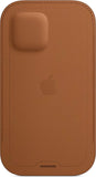 Husa iPhone 12 Pro Max, Originala Apple, Leather Sleeve, MagSafe, Saddle Brown