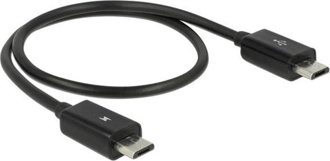 Cablu USB 2.0, 1x mufă tată micro-USB - 1x mufă tată micro-USB 0.30 m negru