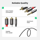 Cablu audio Jack 3.5mm la 2 RCA, Ugreen, 1m, Negru